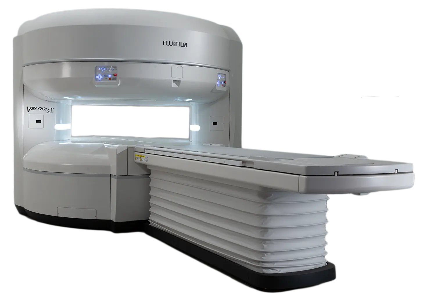 Euromed görüntüleme odasındaki Fujifilm Oasis Velocity açık MR cihazı